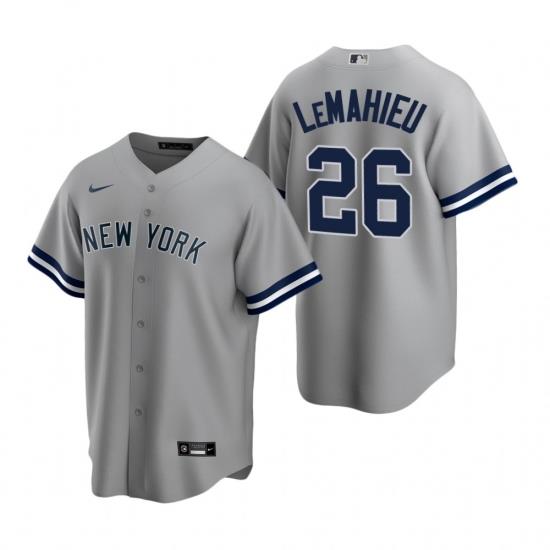 Mens Nike NeW York Yankees 26 DJ LeMahieu Gray Road Stitched Baseball Jersey