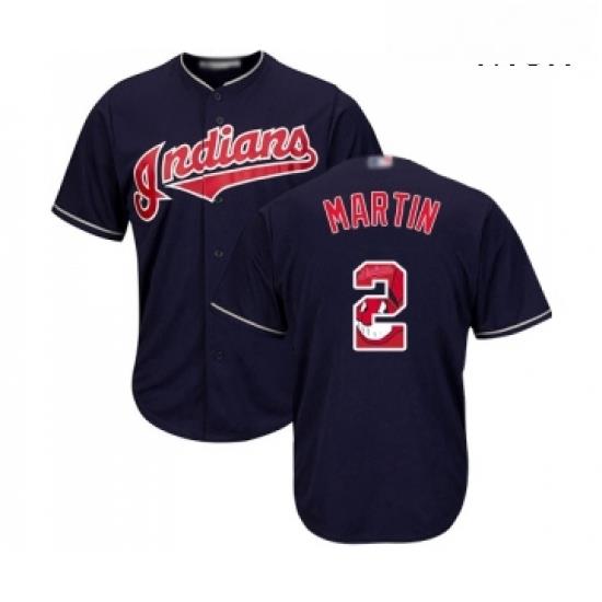 Mens Cleveland Indians 2 Leonys Martin Authentic Navy Blue Team Logo Fashion Cool Base Baseball Jersey