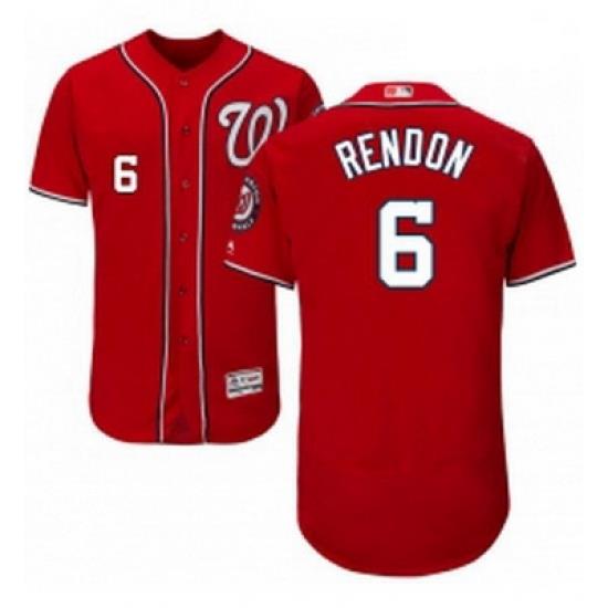 Mens Majestic Washington Nationals 6 Anthony Rendon Red Alternate Flex Base Authentic Collection MLB Jersey