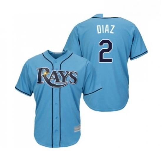 Youth Tampa Bay Rays 2 Yandy Diaz Replica Light Blue Alternate 2 Cool Base Baseball Jersey
