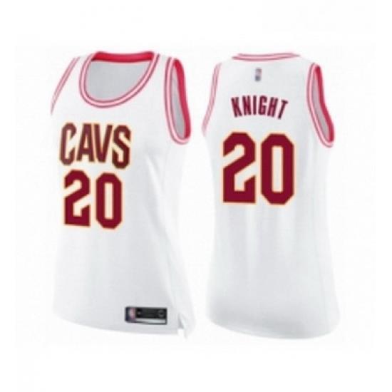 Womens Cleveland Cavaliers 20 Brandon Knight Swingman White Pink Fashion Basketball Jersey