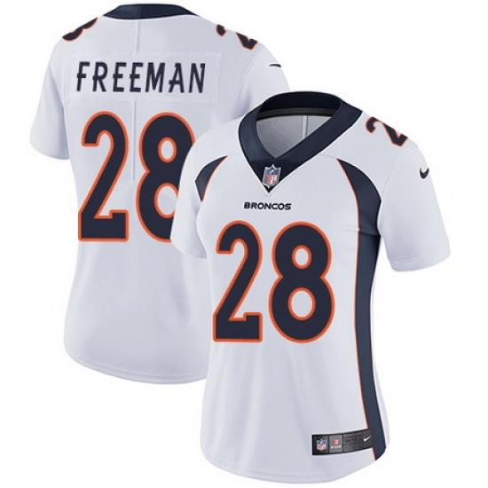 Nike Broncos #28 Royce Freeman White Womens Stitched NFL Vapor Untouchable Limited Jersey