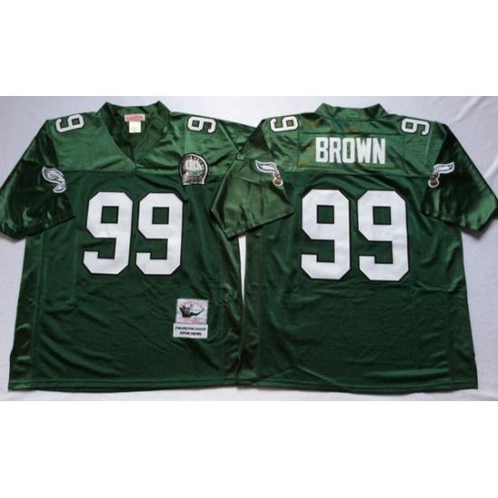 Men Philadelphia Eagles 99 Jerome Brown Green M&N Throwback Jersey