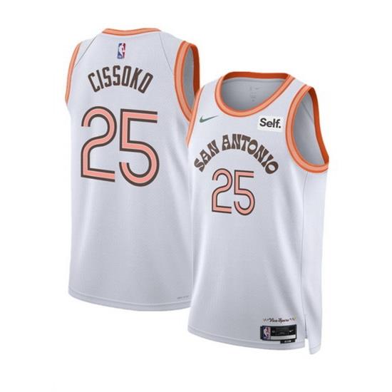 Men San Antonio Spurs 25 Sidy Cissoko White 2023 24 City Edition Stitched Basketball Jersey