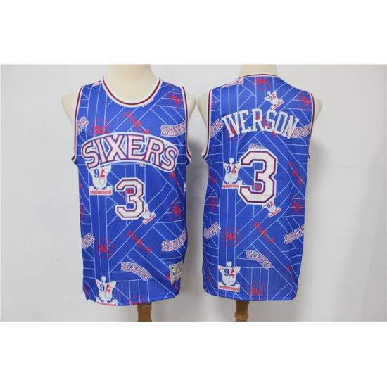 Men Philadelphia 76ers Allen Iverson 3 hwc jersey tear up pack Swingman Jersey