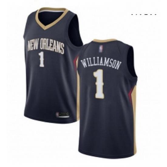 Nike New Orleans Pelicans 1 Zion Williamson Navy NBA Swingman Icon Edition Jersey