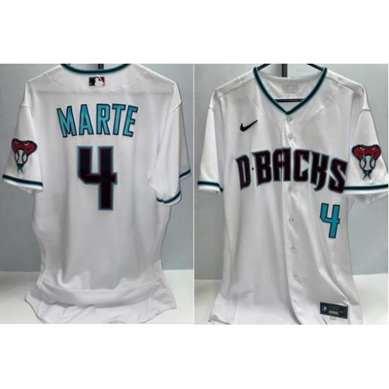 Men Arizona Diamondbacks 4 Ketel Marte White Collection Flex Base Baseball Stitched Jersey II