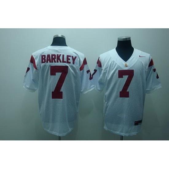 Trojans #7 Matt Barkley White Embroidered NCAA Jersey