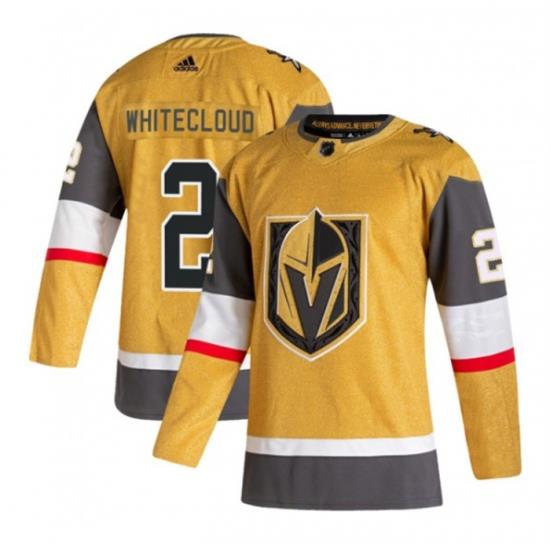 Men Vegas Golden Knights 2 Zach Whitecloud Gold Stitched Jersey
