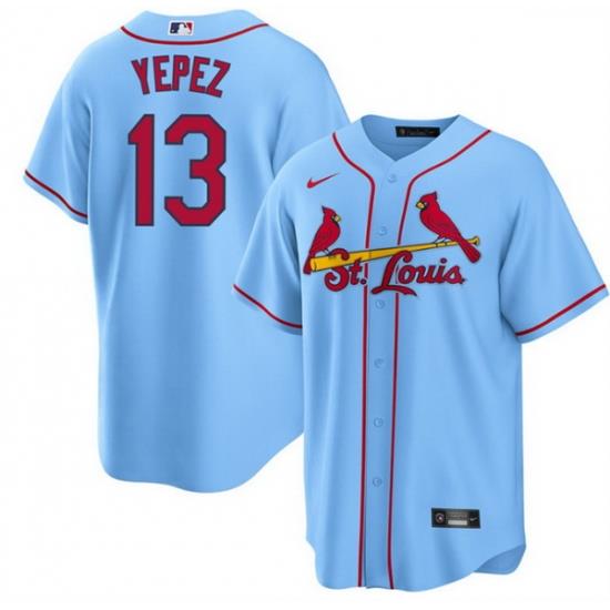 Men St  Louis Cardinals 13 Juan Yepez Blue Cool Base Stitched Jersey
