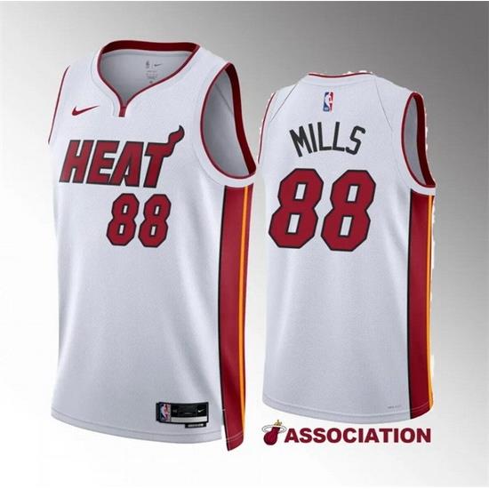 Men Miami Heat 88 Patrick Mills White Association Edition Stitched Basketball Jersey