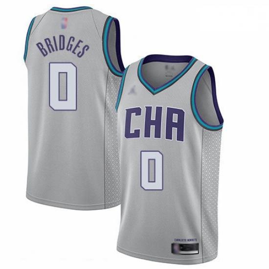 Hornets 0 Miles Bridges Gray Basketball Jordan Swingman City Edition 2019 20 Jersey
