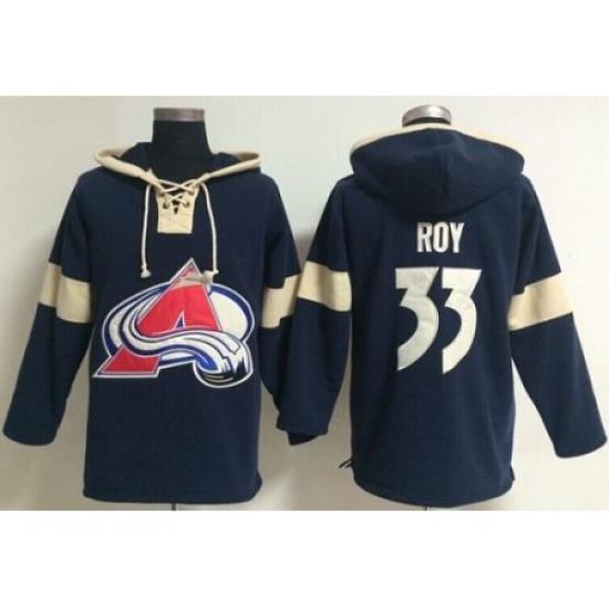 Colorado Avalanche 33 Patrick Roy Blue Pullover Hoodie Jersey