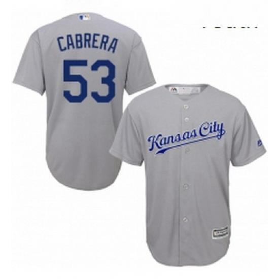 Youth Majestic Kansas City Royals 53 Melky Cabrera Replica Grey Road Cool Base MLB Jersey