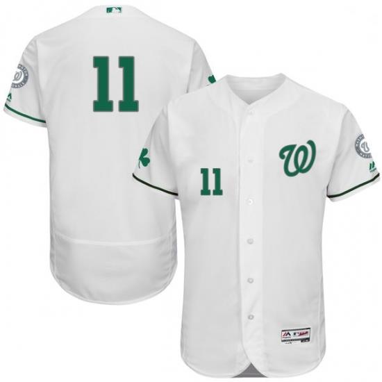 Mens Majestic Washington Nationals 11 Ryan Zimmerman White Celtic Flexbase Authentic Collection MLB Jersey