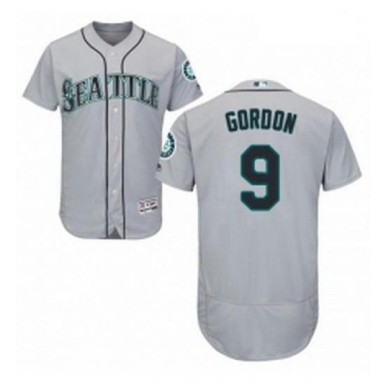 Mens Majestic Seattle Mariners 9 Dee Gordon Grey Road Flex Base Authentic Collection MLB Jersey