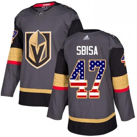 Mens Adidas Vegas Golden Knights 47 Luca Sbisa Authentic Gray USA Flag Fashion NHL Jersey