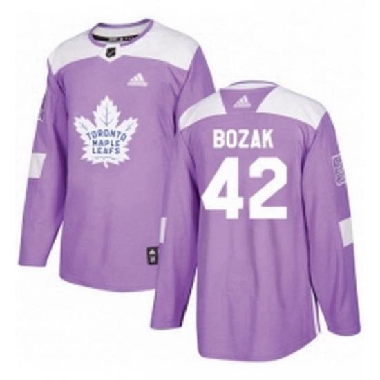 Mens Adidas Toronto Maple Leafs 42 Tyler Bozak Authentic Purple Fights Cancer Practice NHL Jersey