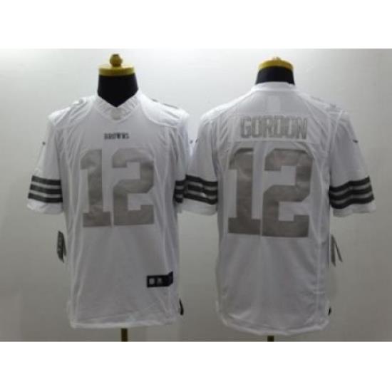 Nike Cleveland Browns 12 Josh Gordon White Limited Platinum NFL Jersey