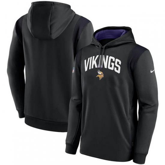 Men Minnesota Vikings Black Sideline Stack Performance Pullover Hoodie 002