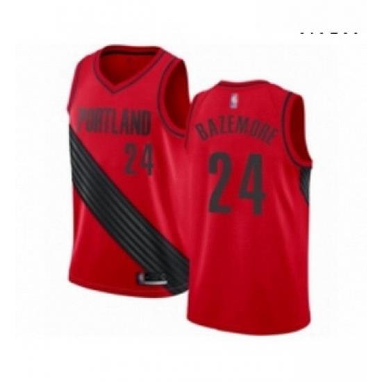 Mens Portland Trail Blazers 24 Kent Bazemore Authentic Red Basketball Jersey Statement Edition
