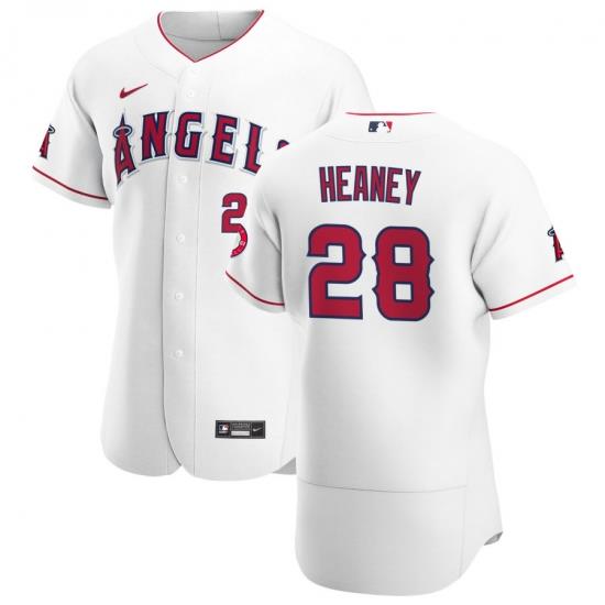 Men Los Angeles Angels 28 AndreW Heaney Men Nike White Home 2020 Flex Base Player MLB Jersey