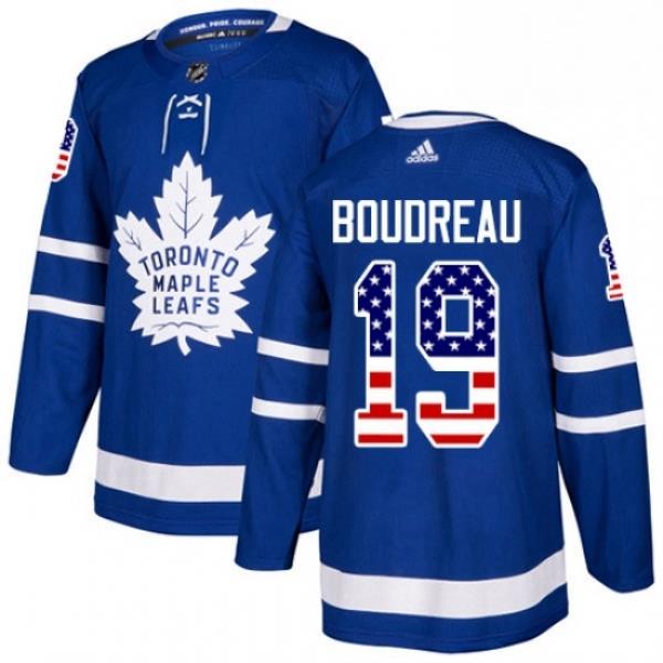 Youth Adidas Toronto Maple Leafs 19 Bruce Boudreau Authentic Royal Blue USA Flag Fashion NHL Jersey