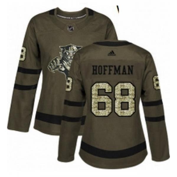 Womens Adidas Florida Panthers 68 Mike Hoffman Authentic Green Salute to Service NHL Jersey