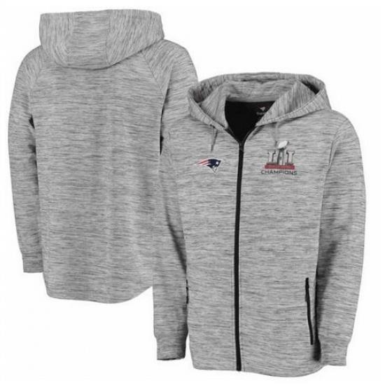 NFL New England Patriots Pro Line by Fanatics Branded Super Bowl LI Champions Left Tackle Space Dye Full Zip Hoodie Heathered Gray