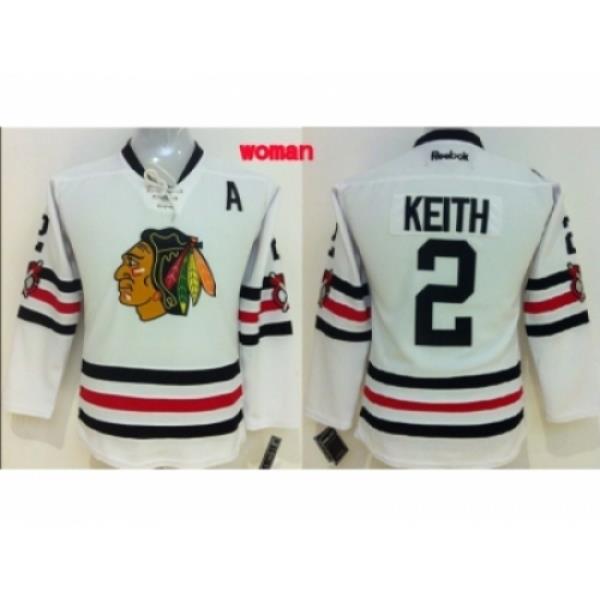 Women NHL Chicago Blackhawks #2 Duncan Keith classic white jerseys