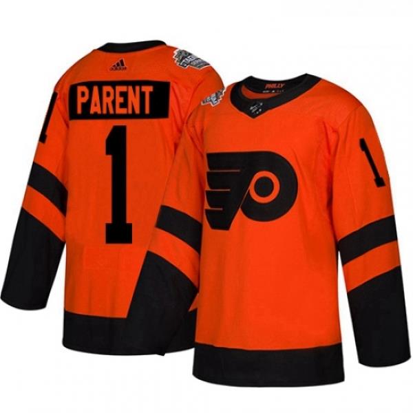 Youth Adidas Philadelphia Flyers 1 Bernie Parent Orange Authentic 2019 Stadium Series Stitched NHL Jersey