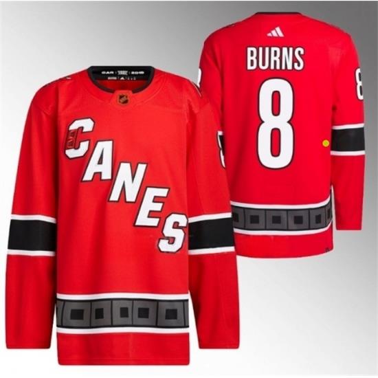 Men Carolina Hurricanes 8 Brent Burns 2022 23 Reverse Retro Red Stitched Jersey
