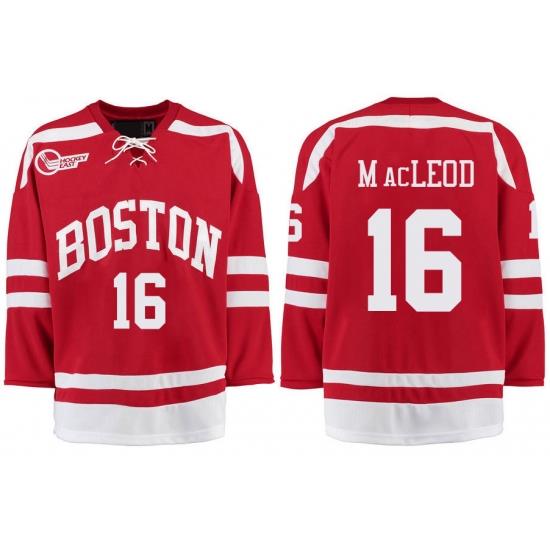 Boston University Terriers BU 16 John MacLeod Red Stitched Hockey Jersey