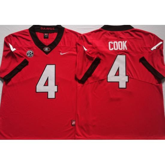 Men #4 James Cook Georgia Bulldogs College Football Jerseys red