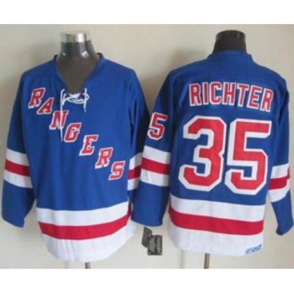 New York Rangers #35 Mike Richter Light Blue CCM Throwback Stitched NHL Jersey