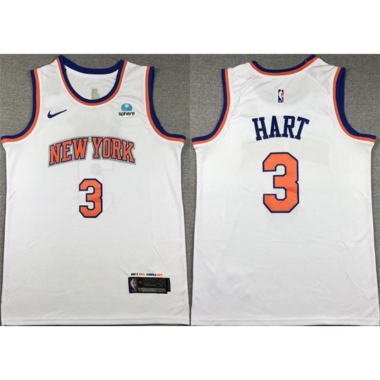 Men New Yok Knicks 3 Josh Hart White Stitched Basketball Jersey
