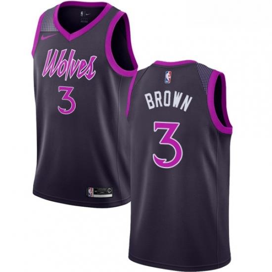 Mens Nike Minnesota Timberwolves 3 Anthony Brown Swingman Purple NBA Jersey City Edition