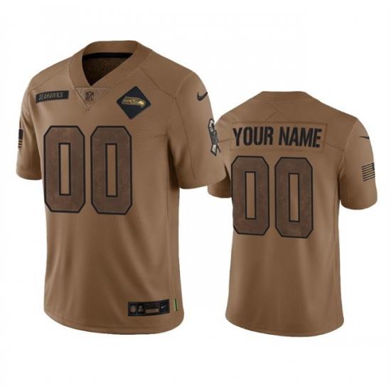 Men Women youth Seattle Seahawks Active Player Custom 2023 Brown Salute To Service Limited Stitched Football Jersey