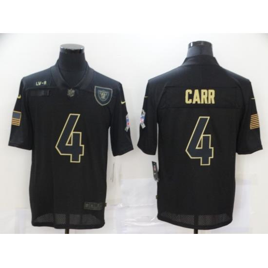 Nike Las Vegas Raiders 4 Derek Carr Black 2020 Salute To Service Limited Jersey