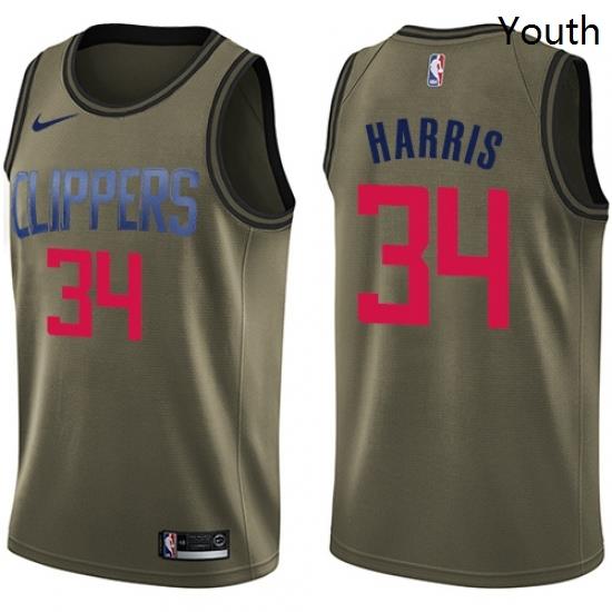 Youth Nike Los Angeles Clippers 34 Tobias Harris Swingman Green Salute to Service NBA Jersey