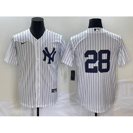 Men's NeW York Yankees #28 Josh Donaldson No Name White Cool Base Stitched Baseball Jersey