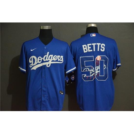 Dodgers 50 Mookie Betts Royal 2020 Nike Cool Base With Team Logo Jersey