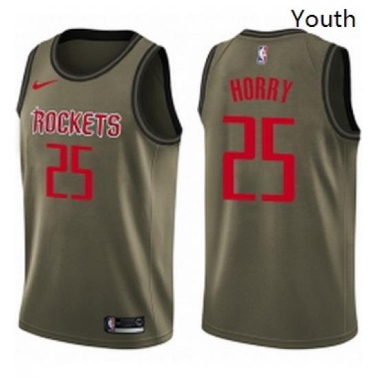 Youth Nike Houston Rockets 25 Robert Horry Swingman Green Salute to Service NBA Jersey