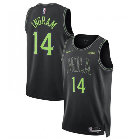 Men New Orleans Pelicans 14 Brandon Ingram Black City Edition Stitched Basketball Jersey
