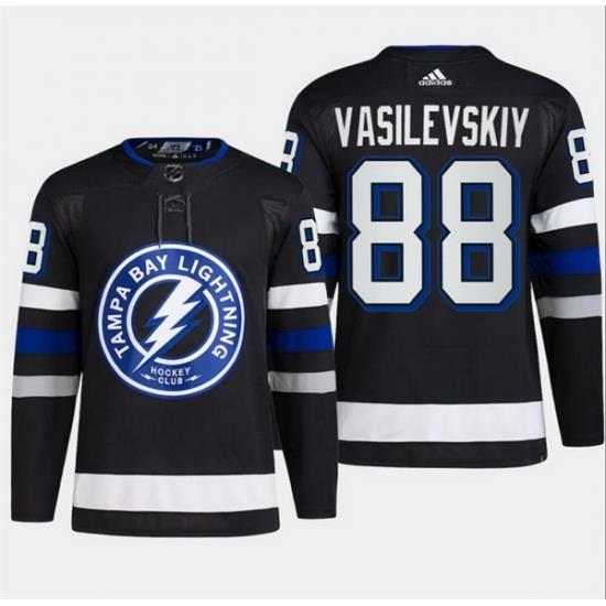 Men Tampa Bay Lightning 88 Andrei Vasilevskiy Black Alternate Premier Breakaway Stitched Jersey