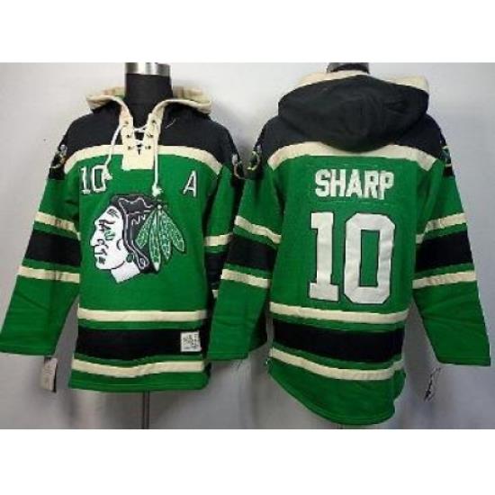 Chicago Blackhawks 10 Patrick Sharp Green Lace-Up Hoodies