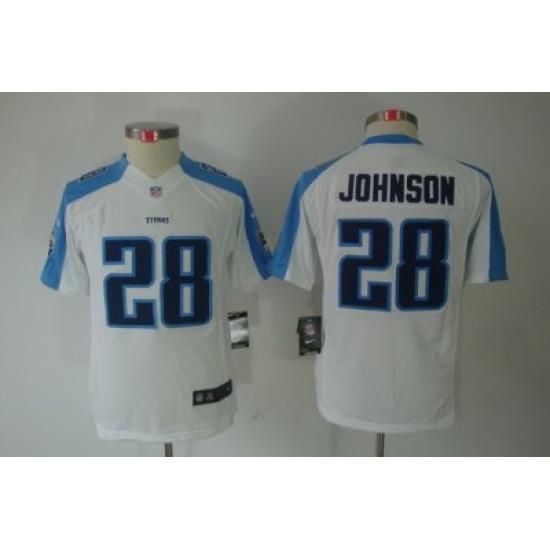Youth Nike Tennessee Titans 28# Chris Johnson White Limited Jerseys