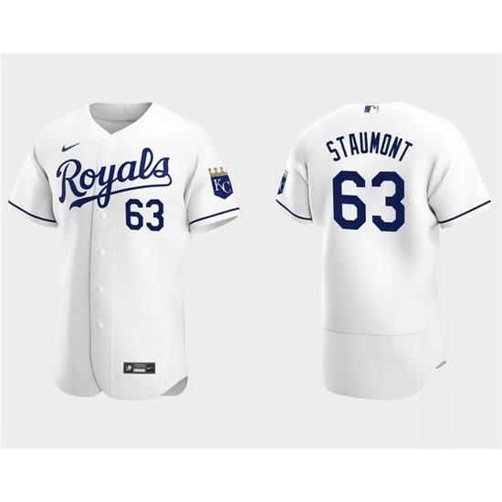 Men Kansas City Royals 63 Josh Staumont White Flex Base Stitched MLB Jersey
