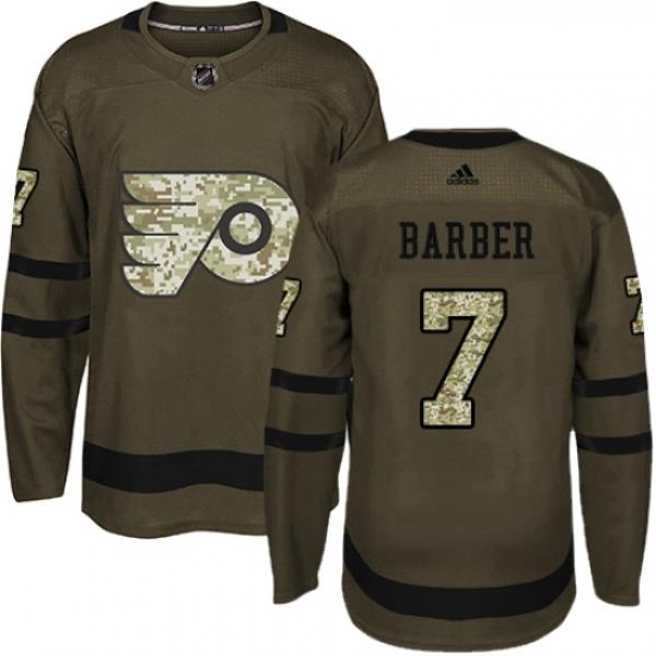 Youth Adidas Philadelphia Flyers 7 Bill Barber Authentic Green Salute to Service NHL Jersey