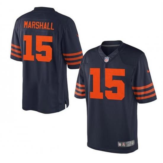 Men Chicago Bears 15 Brandon Marshall Navy Blue Game Stitched Football Jersey